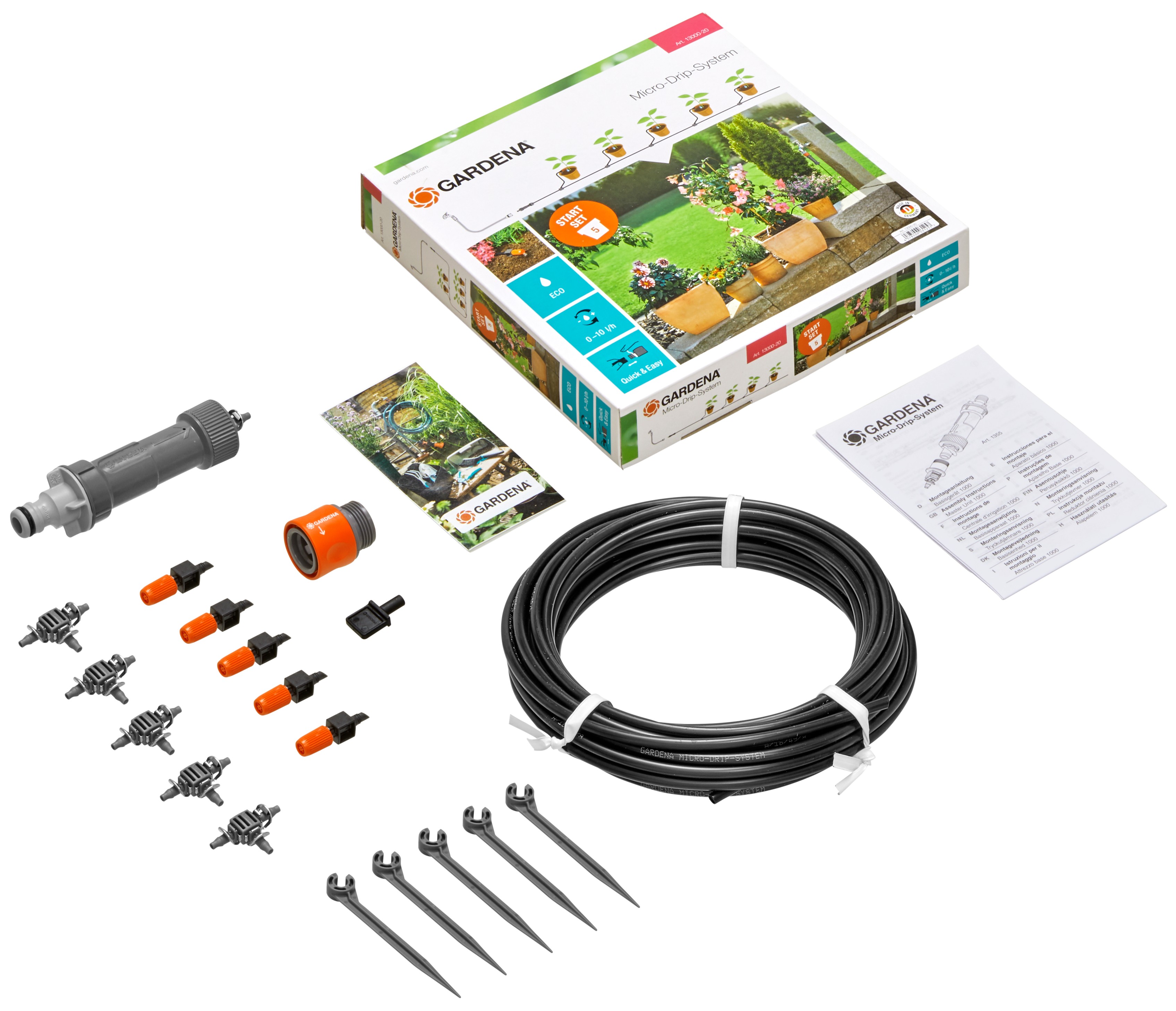 Set de irigare prin picurare Gardena pentru început - Sistem Micro-Drip S, pentru 5 ghivece