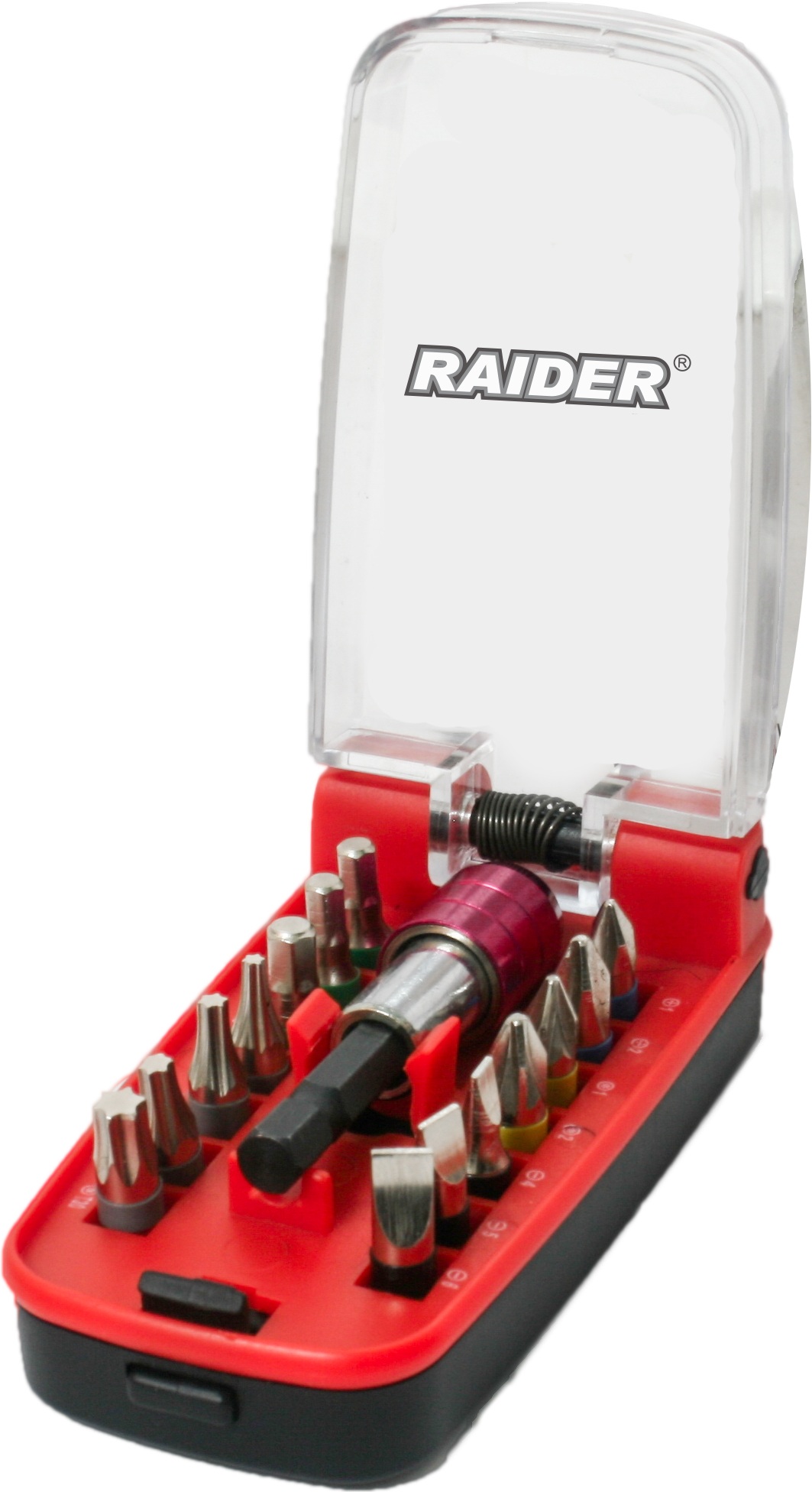 Biți cu prindere rapidă și suport magnetic Raider - 1/4'', 15 buc