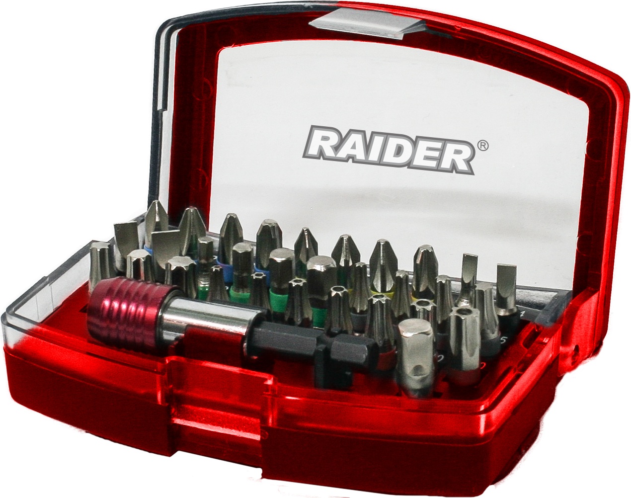 Biți cu prindere rapidă și suport magnetic Raider - 1/4'', 32 buc