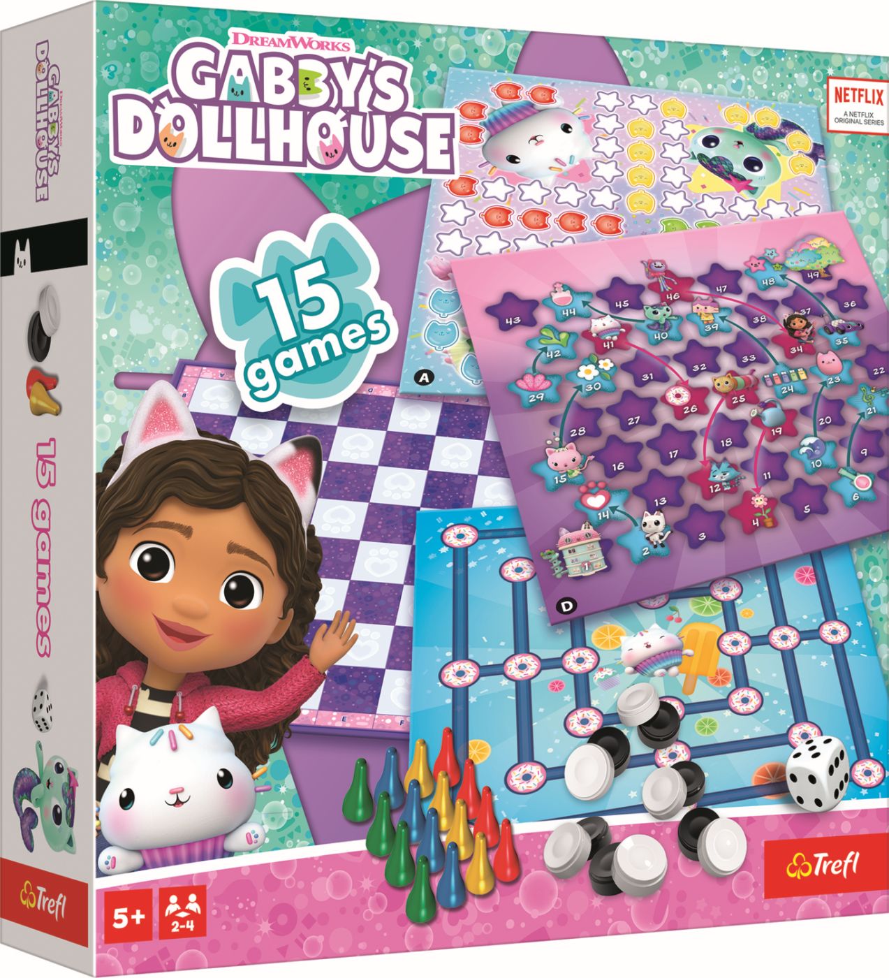 Joc de societate 15 în 1 - Gabby's Dollhouse - Pentru copii