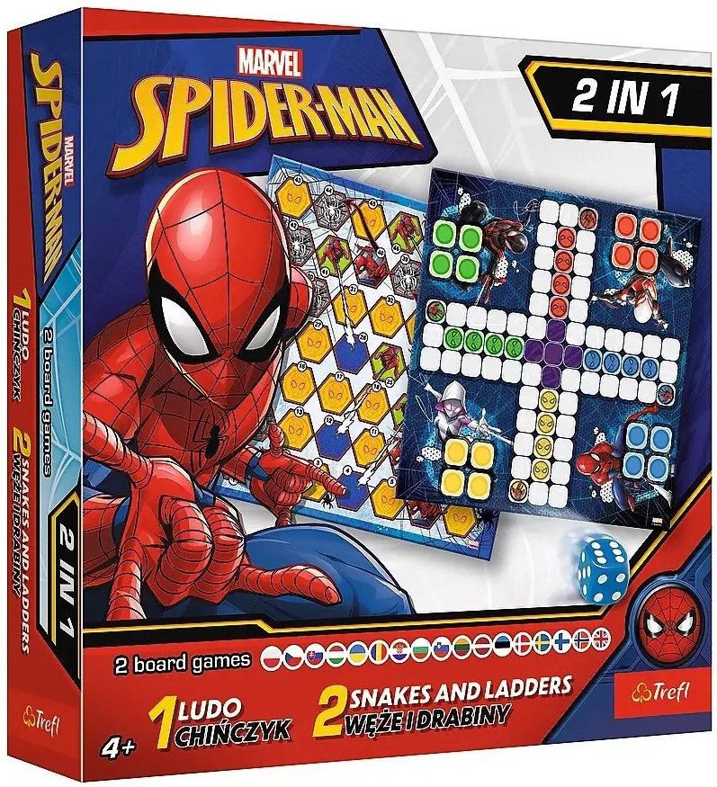 Joc de societate 2 în 1 Spider-Man (Ludo/Snakes and Ladders) - Pentru copii