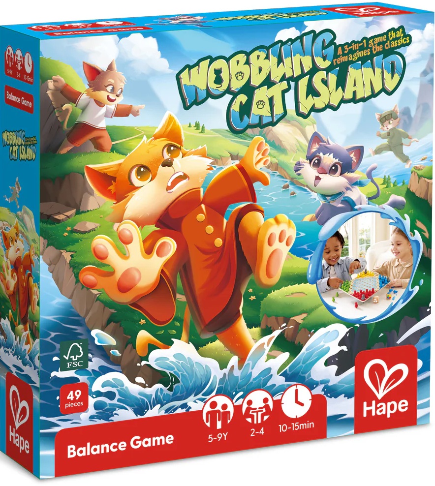 Joc de societate  Wobbling Cat Island 3 in 1 - Pentru copii