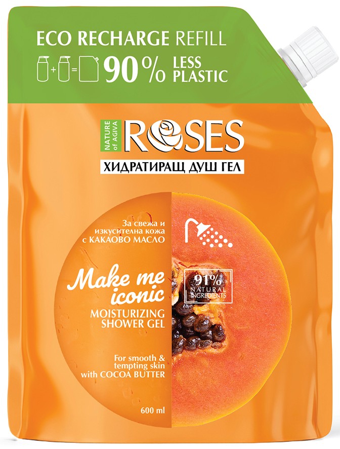 Nature of Agiva RosesGel de duș hidratant  Make Me Iconic, umplutură , 600 ml