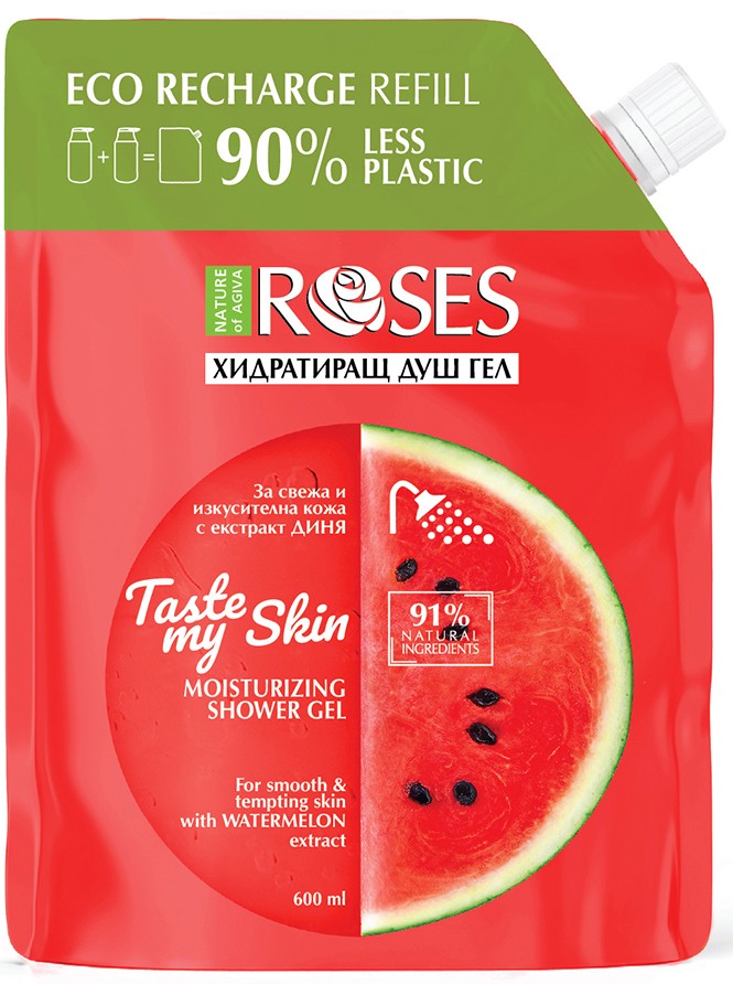 Nature of Agiva RosesGel de duș hidratant  Taste My Skin, umplutură , 600 ml