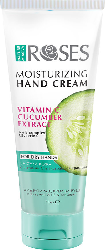 Nature of Agiva Roses Cremă hidratantă pentru mâini cu castravete, 75 ml