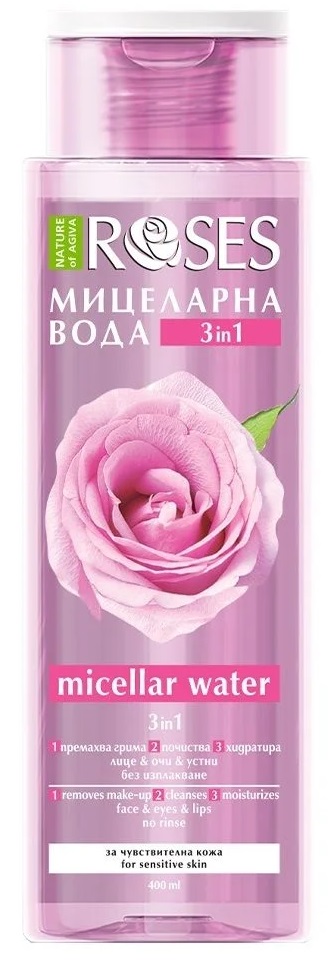 Nature of Agiva Roses Apă micelară pentru piele sensibilă 3 în 1, 400 ml