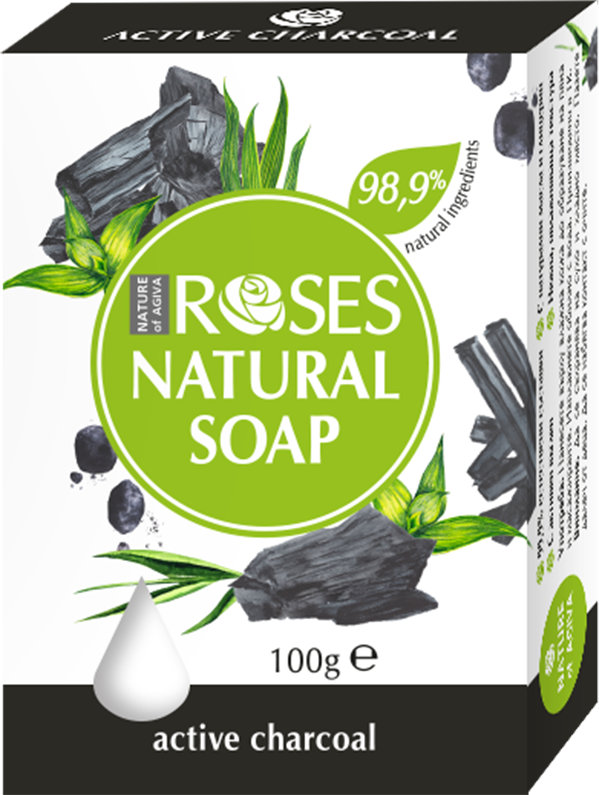 Nature of Agiva Roses Săpun cu cărbune activ, 100 g