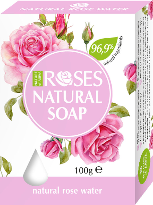 Nature of Agiva Roses Săpun cu apă de trandafiri, 100 g