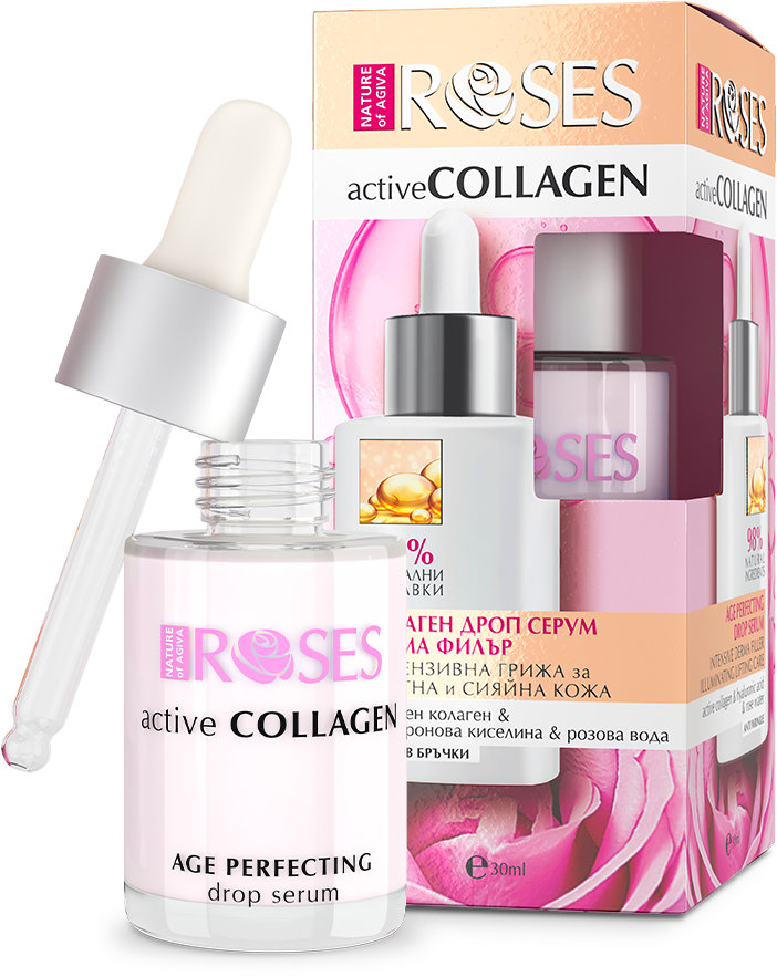Nature of Agiva Roses Ser facial antiîmbătrânire Active Collagen, 30 ml
