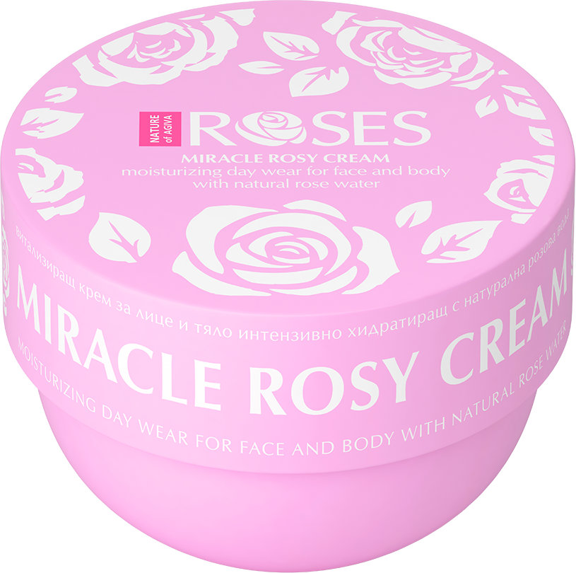 Nature of Agiva Roses Crema revitalizantă pentru față și corp cu apă naturală de trandafiri, 150 ml