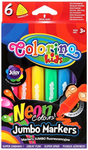 Markere neon Colorino Kids - Jumbo, 6 culori