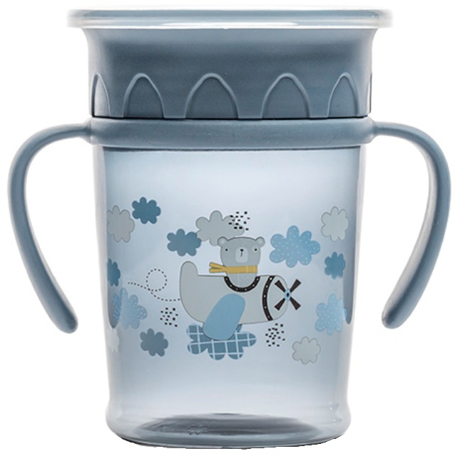 Cană anti-vărsare cu mânere Lorelli My Friend - 360°, 275 ml, albastru
