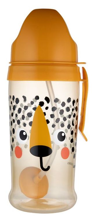 Cană anti-vărsare cu pai Canpol - BabiesBoo, 350 ml, portocaliu