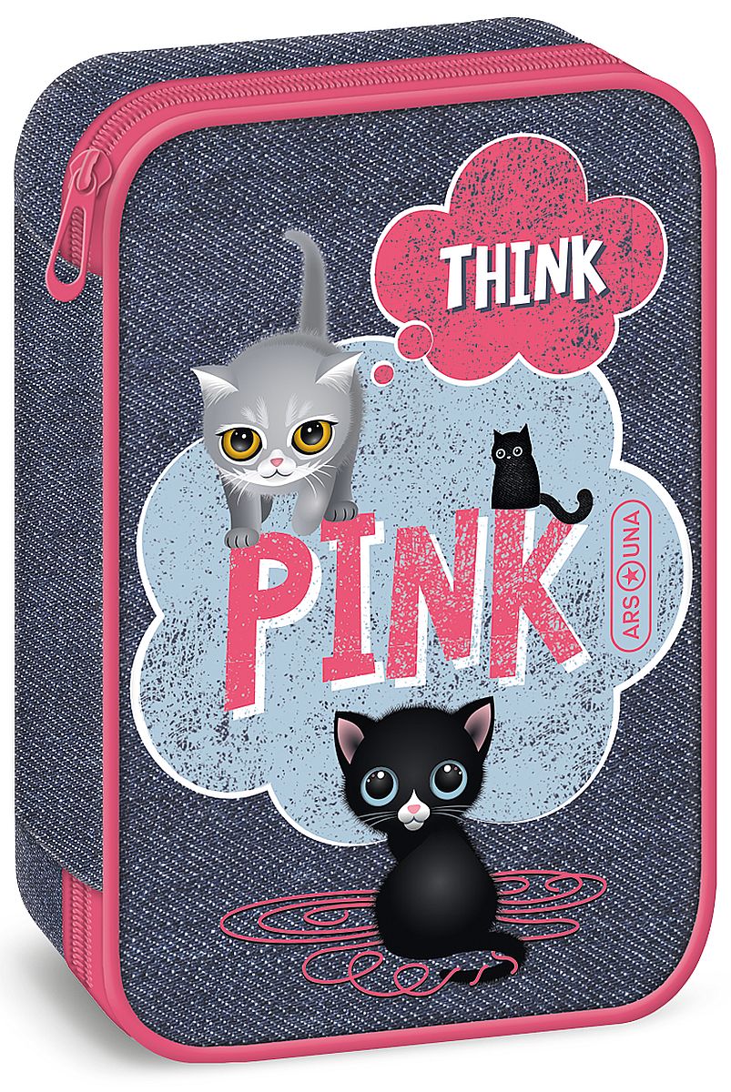 Servieta Ars Una Think Pink - 1 fermoar pe 2 nivele, gri închis