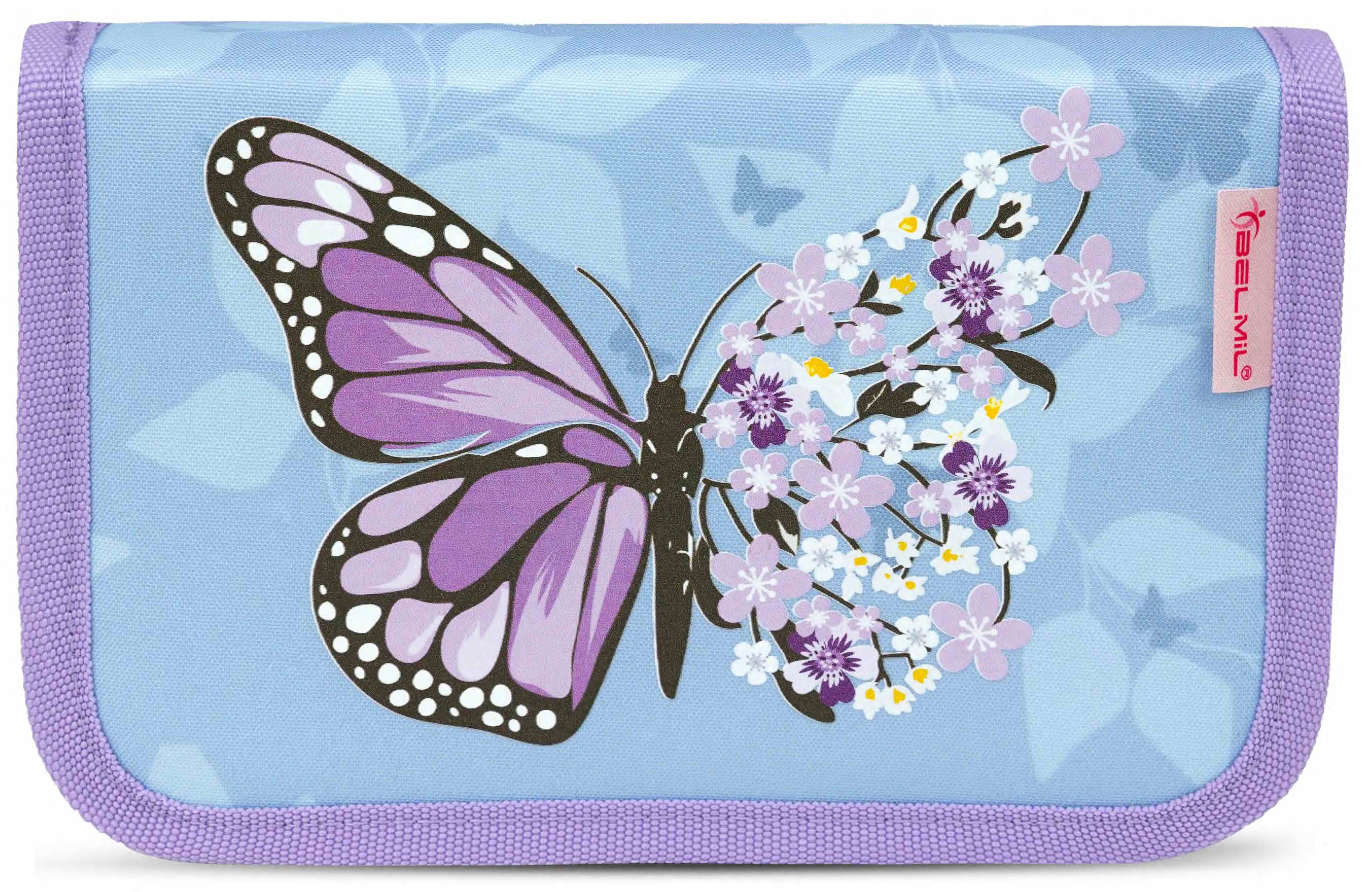 Penar Belmil - Purple Blue Butterfly, cu 1 fermoar si pliu dublu