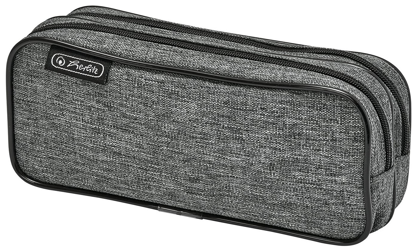 Penar scolar Herlitz Knitted - 2 fermoare, gri