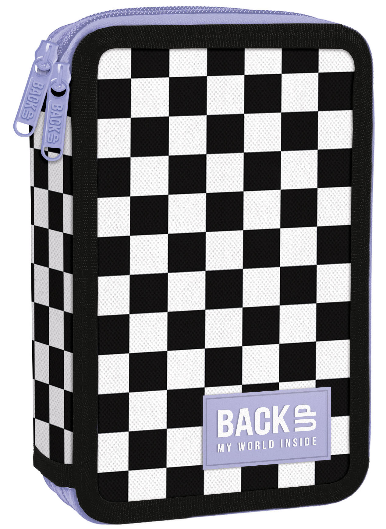 Penar școlar echipat Back Up DW - Colored Chess, cu 2 fermoare