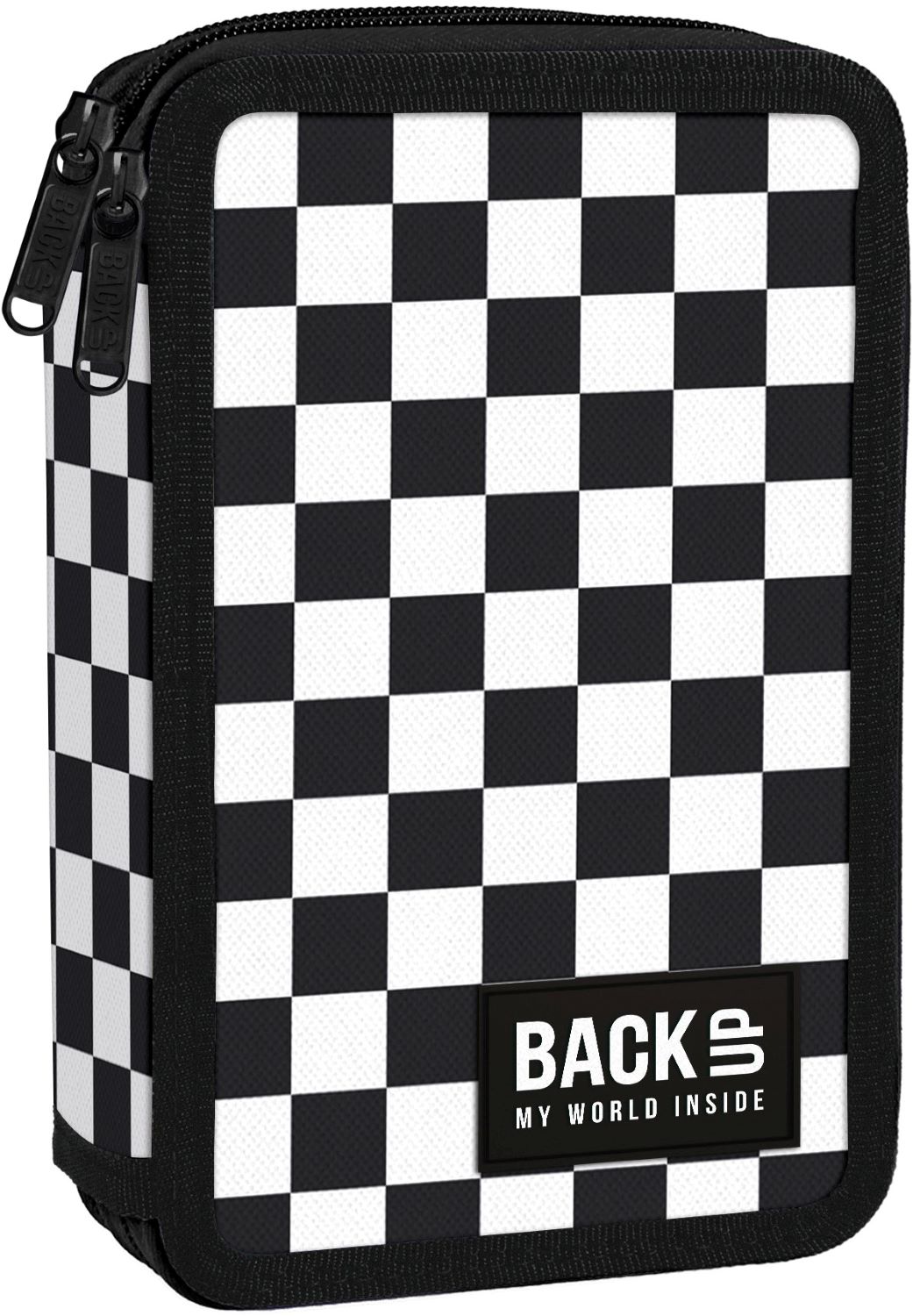 Penar școlar cu rechizite BackUp DW - Chessboard, cu 2 fermoare