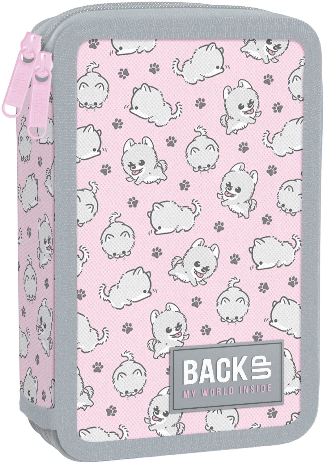 Penar școlar cu rechizite BackUp DW - Doggies, cu 2 fermoare