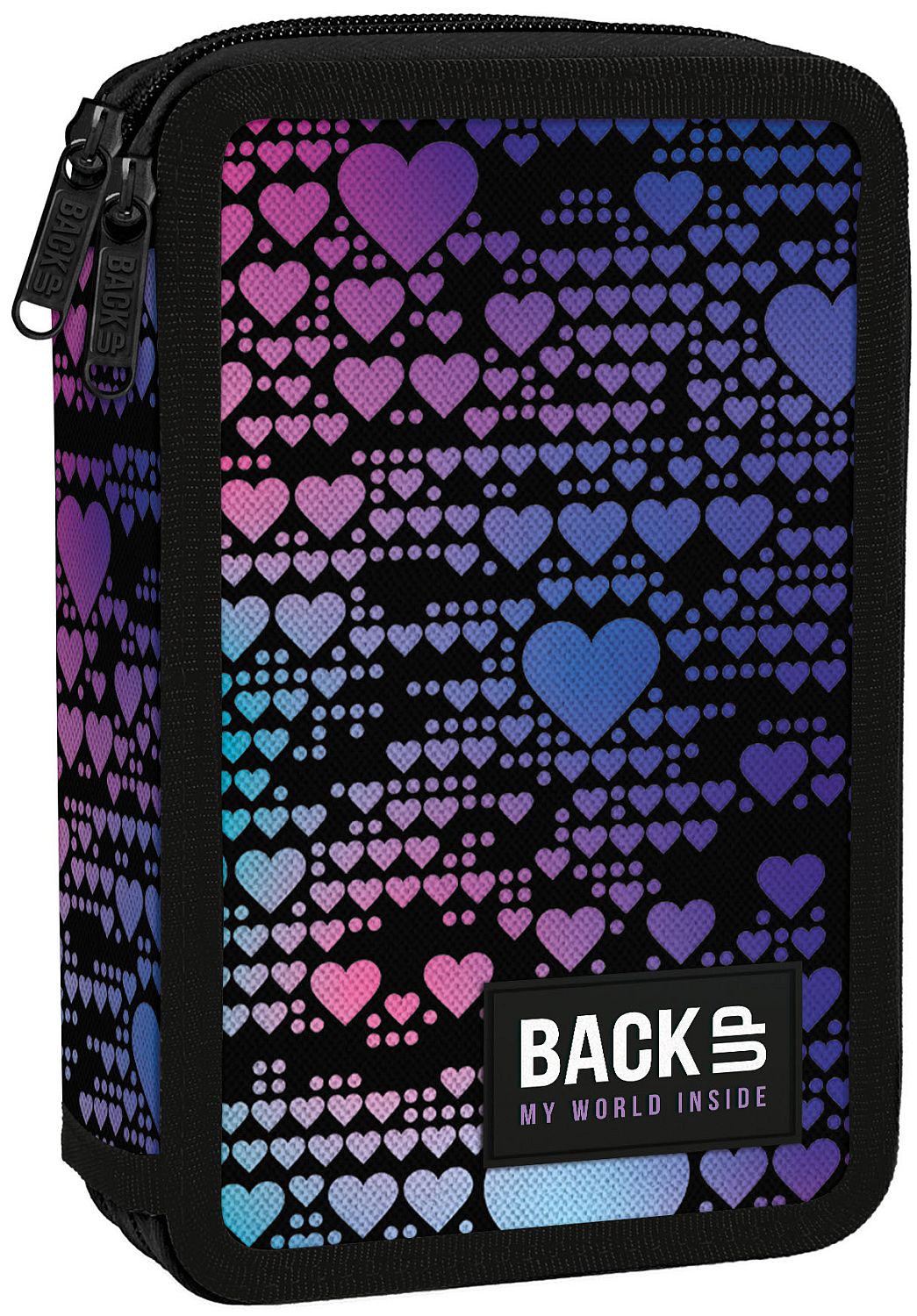 Penar cu rechizite  Back Up DW - Hearts, cu 2 fermoare