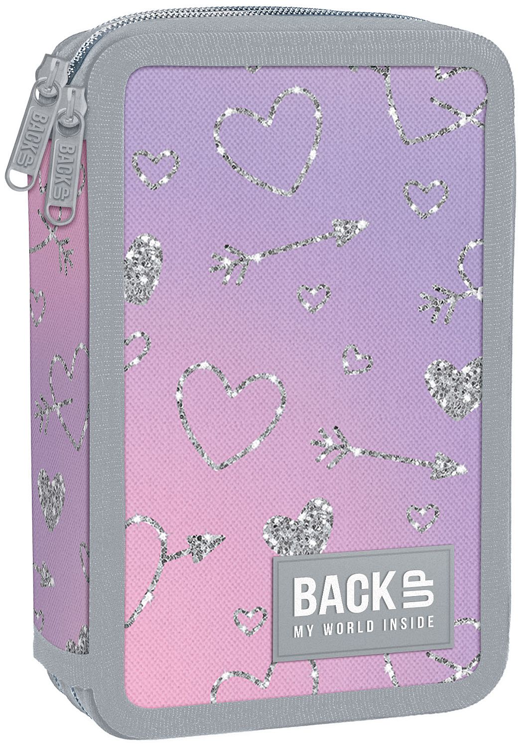 Penar cu rechizite  Back Up DW - In Love, cu 2 fermoare