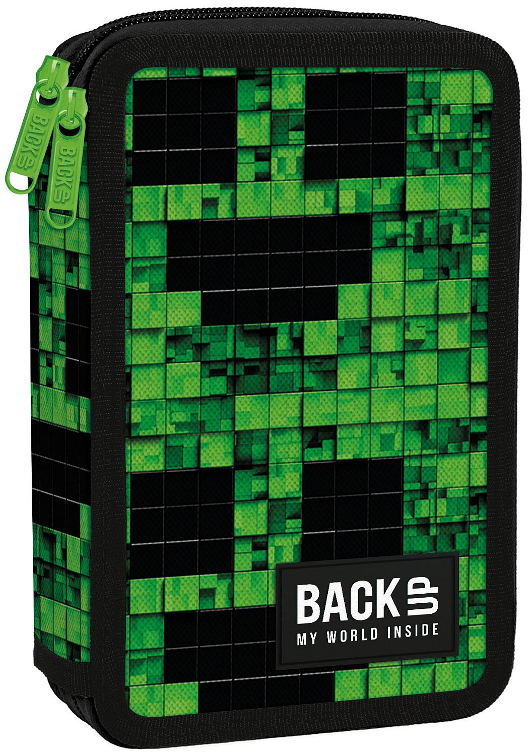 Penar cu rechizite  Back Up DW - Pixels, cu 2 fermoare