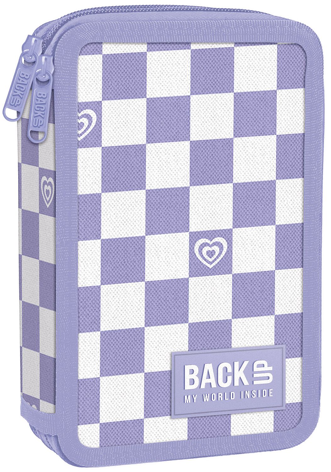 Penar cu rechizite  Back Up DW - Purple Chess, cu 2 fermoare