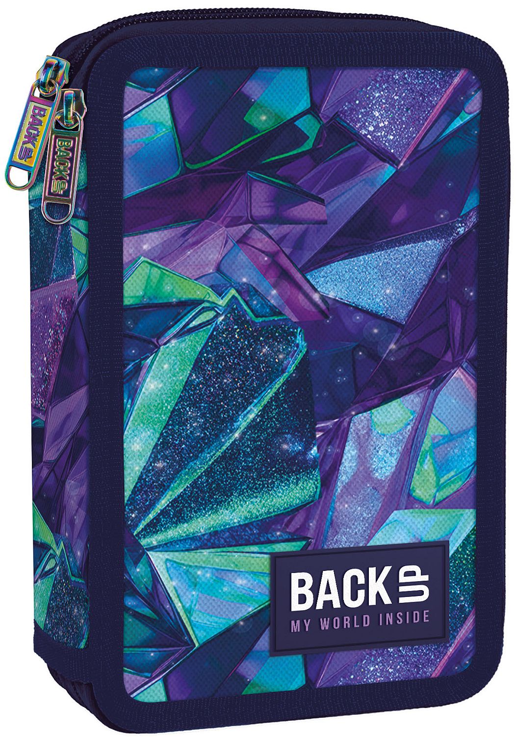 Penar cu rechizite  Back Up DW - Purple Crystals, cu 2 fermoare