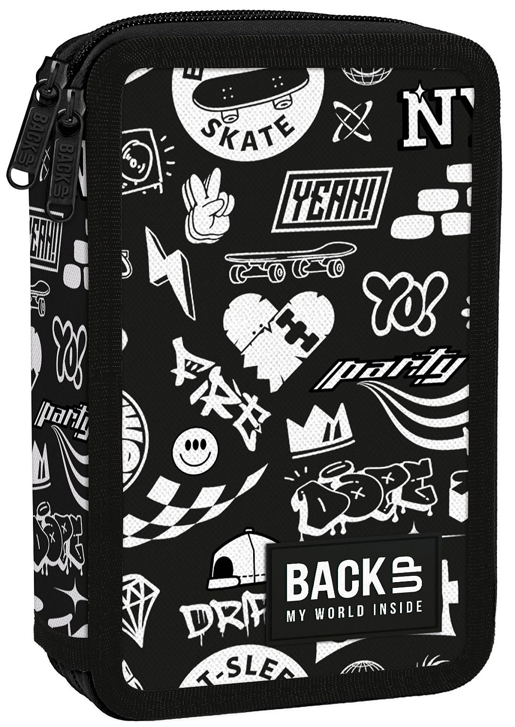 Penar cu rechizite  Back Up DW - Skate, cu 2 fermoare