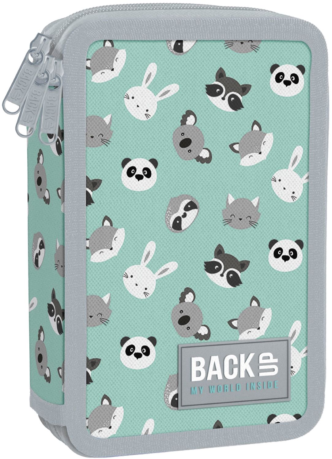 Penar școlar cu rechizite BackUp EW - Animalistic, cu 3 fermoare