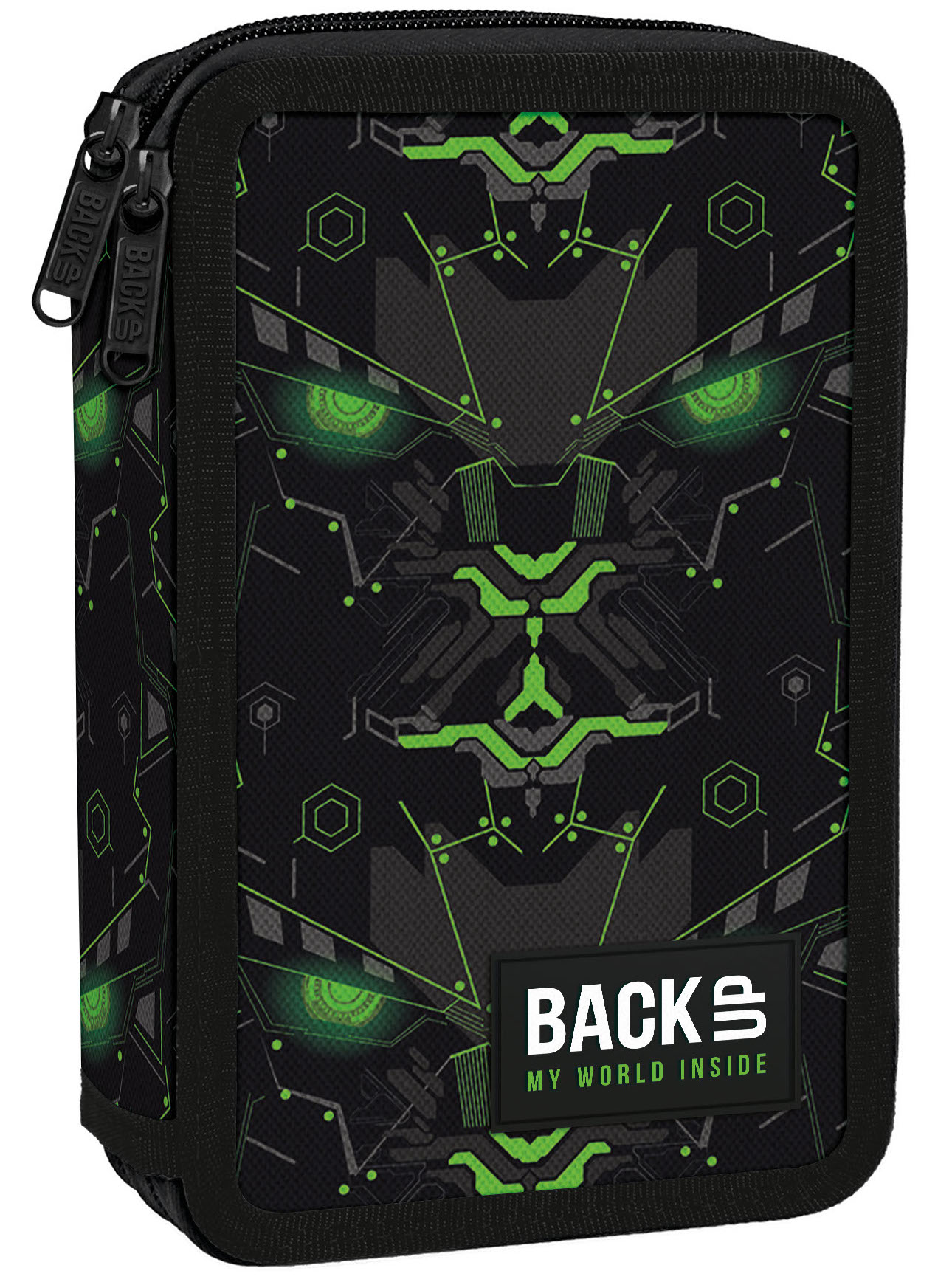 Penar școlar echipat Back Up DW - Monster Green, cu 2 fermoare