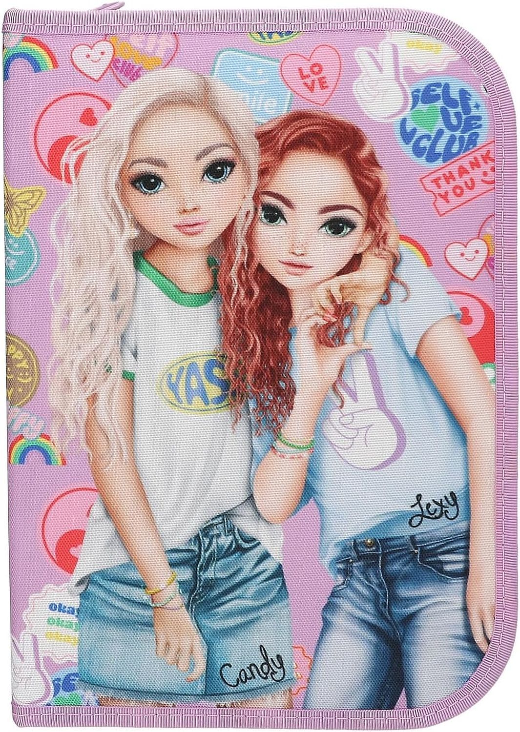 Penar cu rechizite Depesche TopModel Girl Power - Candy And Lexy, 1 fermoar și 2 aripi