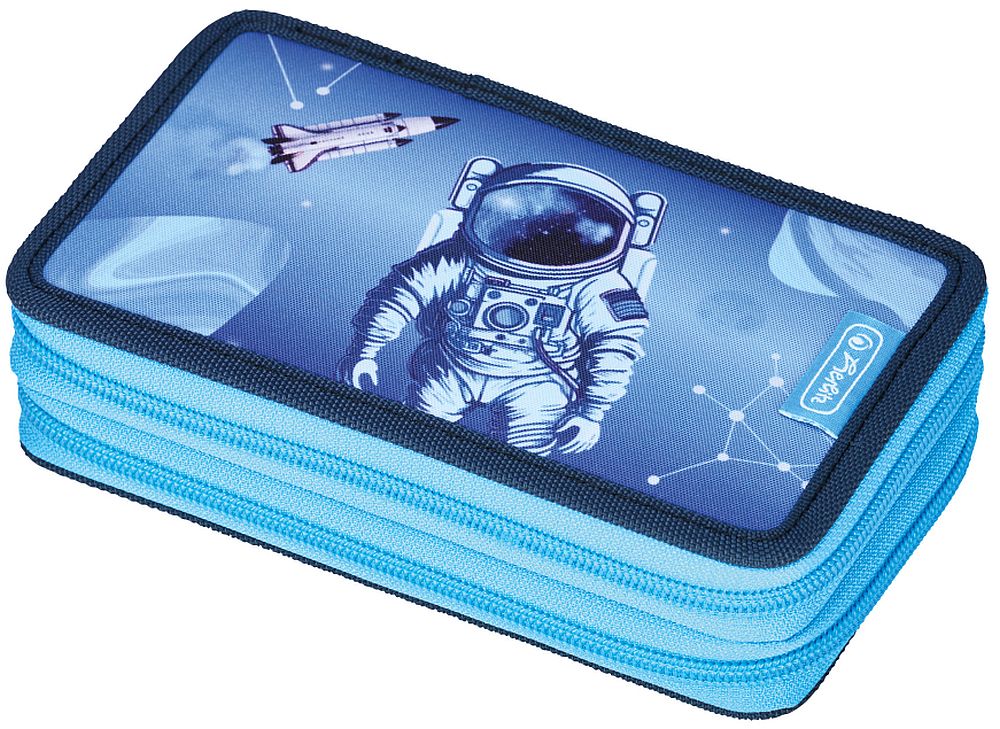 Penar cu rechizite Herlitz - Cosmic Explorer, 2 fermoare