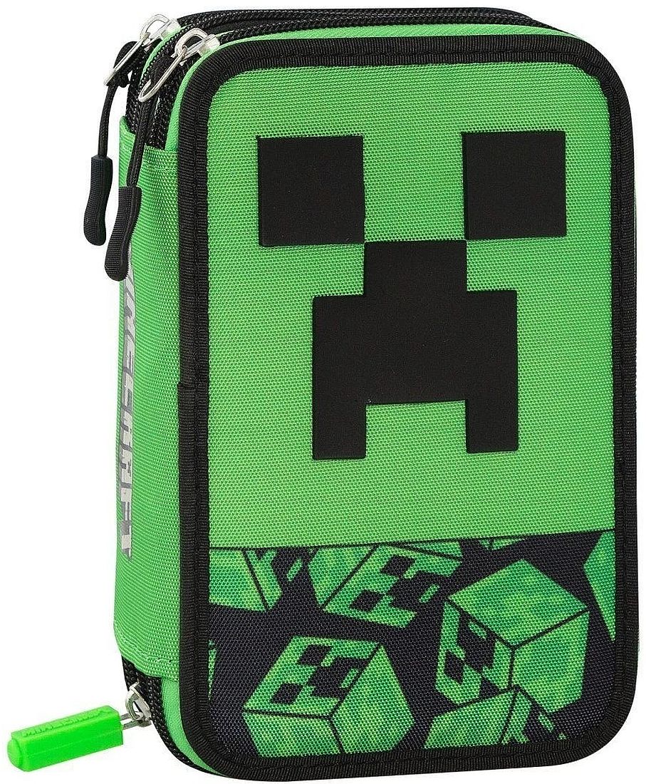 Penar cu rechizite Panini Minecraft - Creepers, 3 fermoare