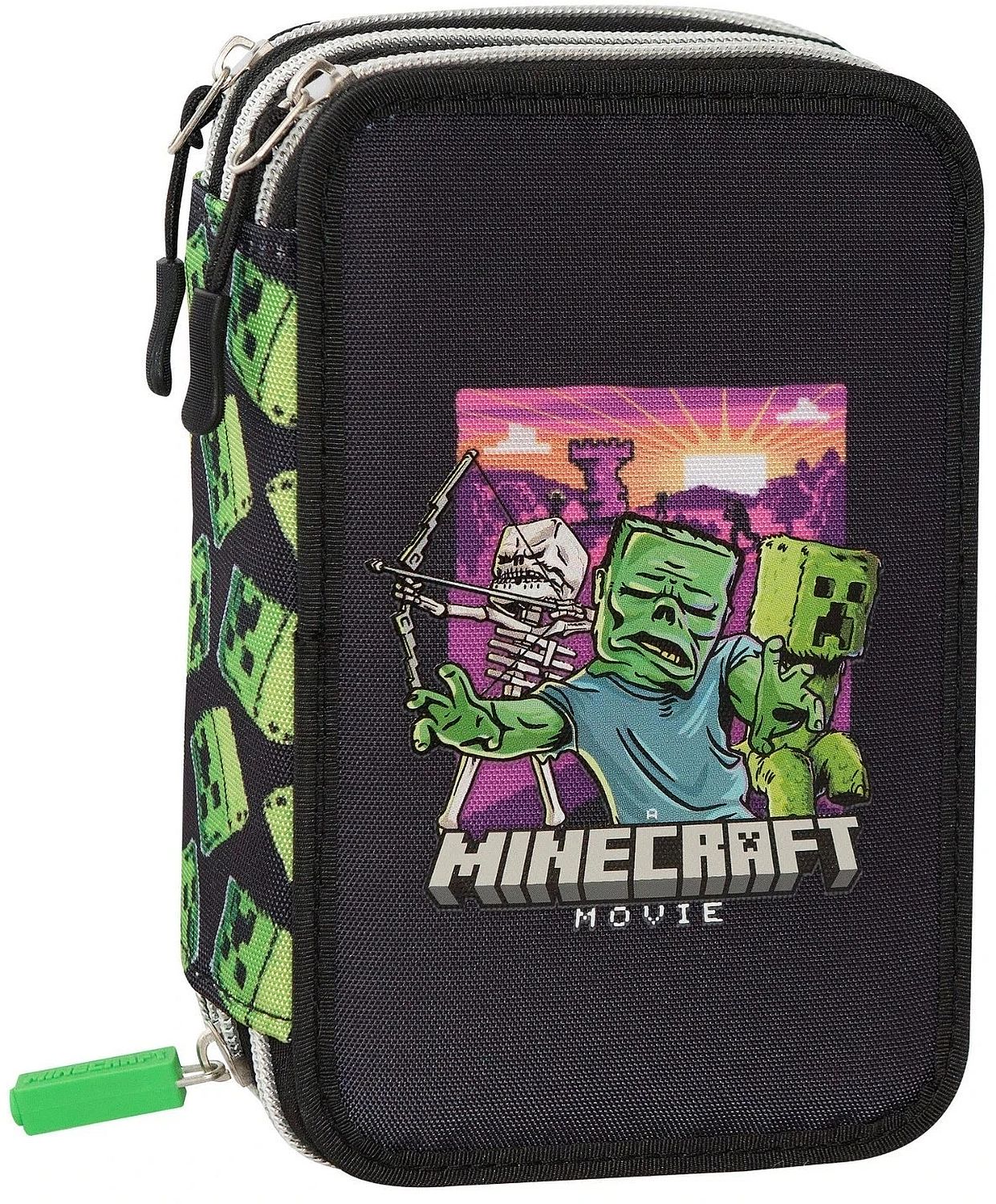 Penar cu rechizite Panini Minecraft - Movie, 3 fermoare