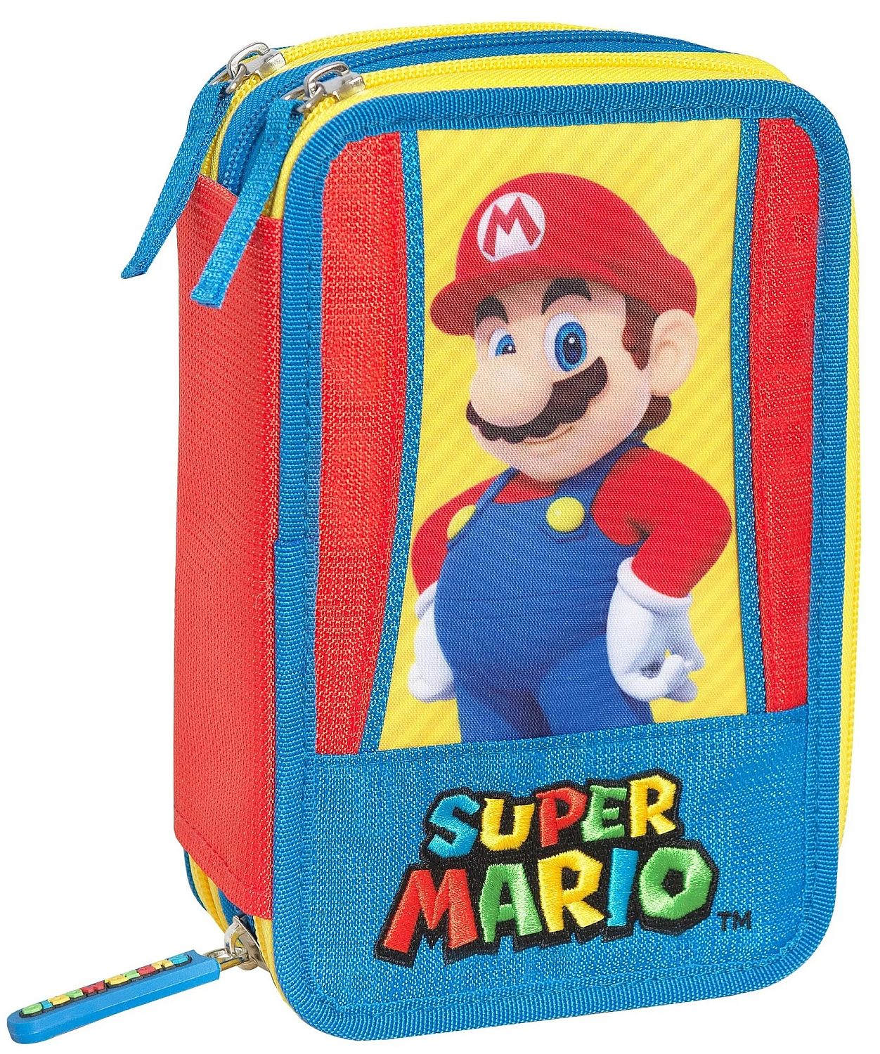 Penar școlar echipat  Panini Super Mario - Tricolore, 3 fermoare