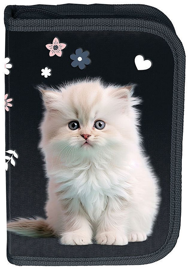 Penar școlar echipat Paso Cat - White Cat, 1 fermoar