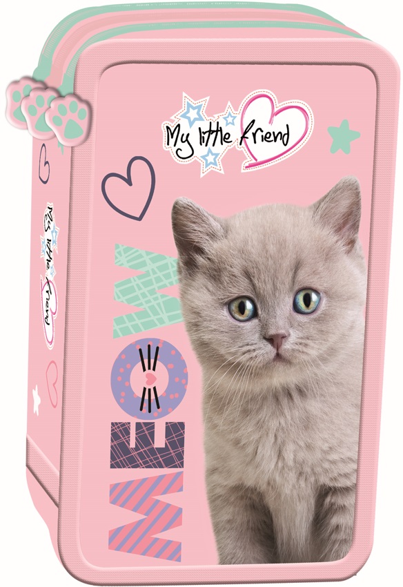 Penar cu rechizite St. Majewski My Little Friend - Fluffy Kitty, 3 fermoare