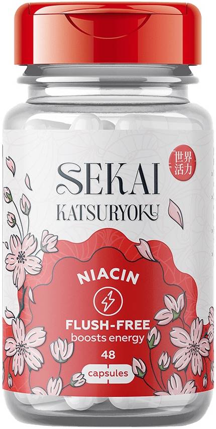 Niacin Flush-Free, 48 capsule, Sekai Katsuryoku