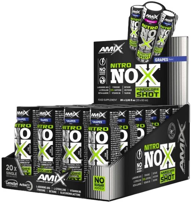 Nitro Nox Shot Box, struguri albaștri, 20 shoturi x 60 ml, Amix