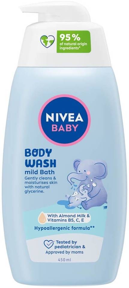 Nivea Baby Gel de duș delicat pentru corp Mild Bath, 450 ml