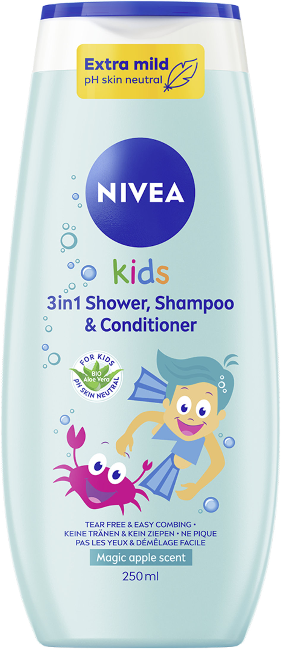 Nivea Kids Gel de duș și șampon pentru copii 3 în 1, 250 ml