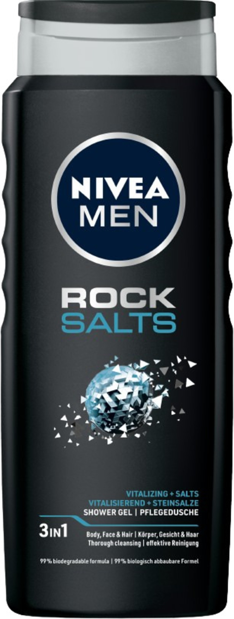 Nivea Men Gel de duș Rock Salts, 3 în 1, 500 ml