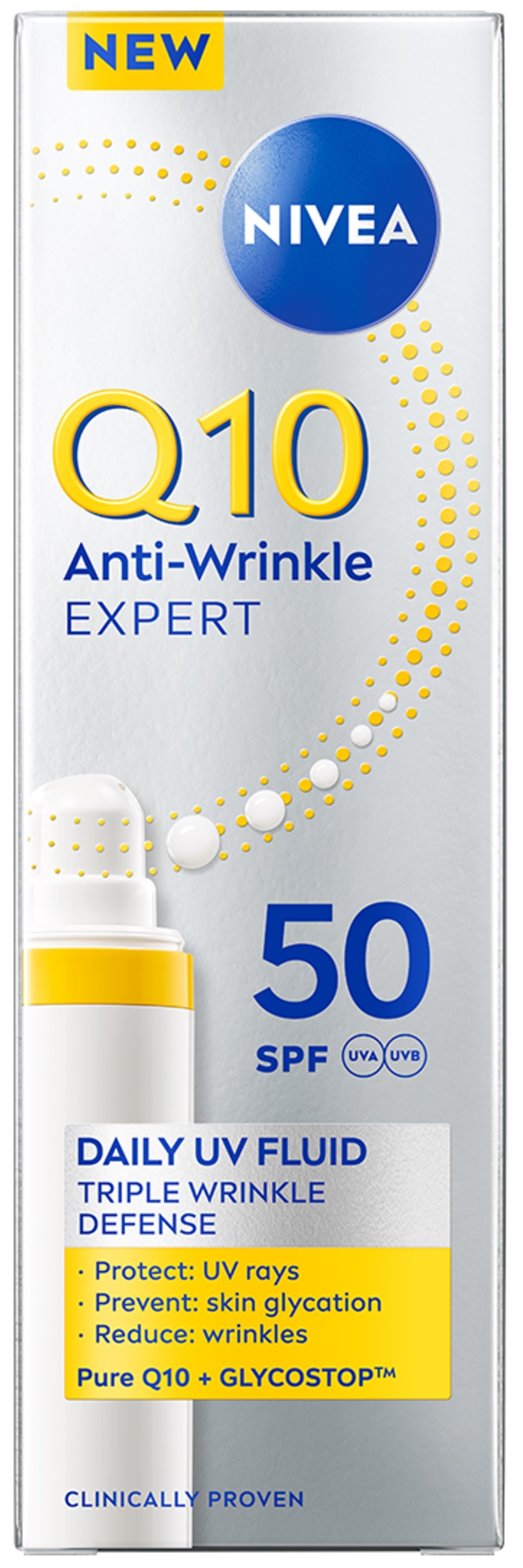 Nivea Q10 Fluid anti-glicare și antirid, SPF50, 40 ml