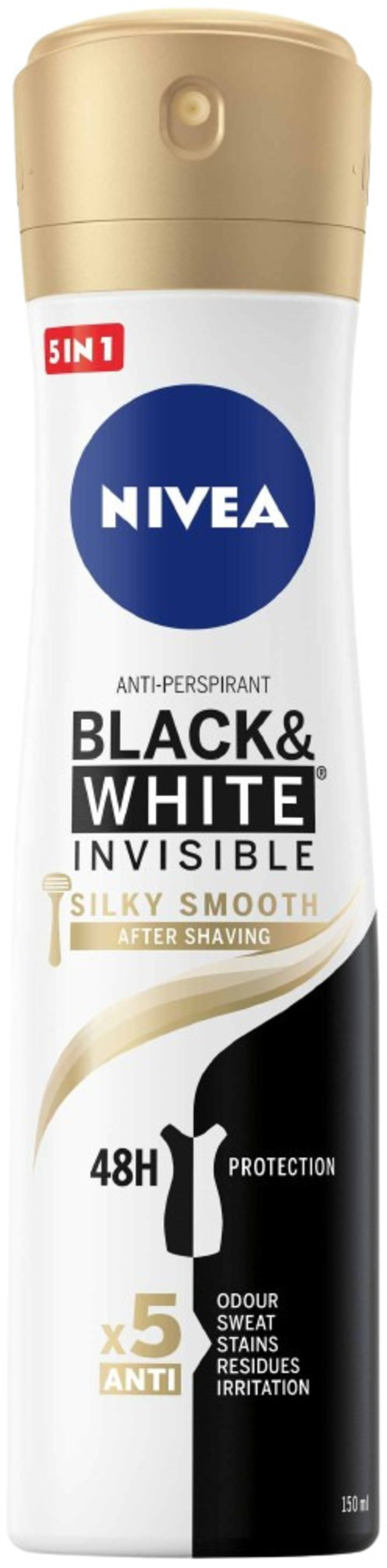 Deodorant Spray Invisible Black & White Silky Smooth Nivea Deo 150 ml - imagine 2