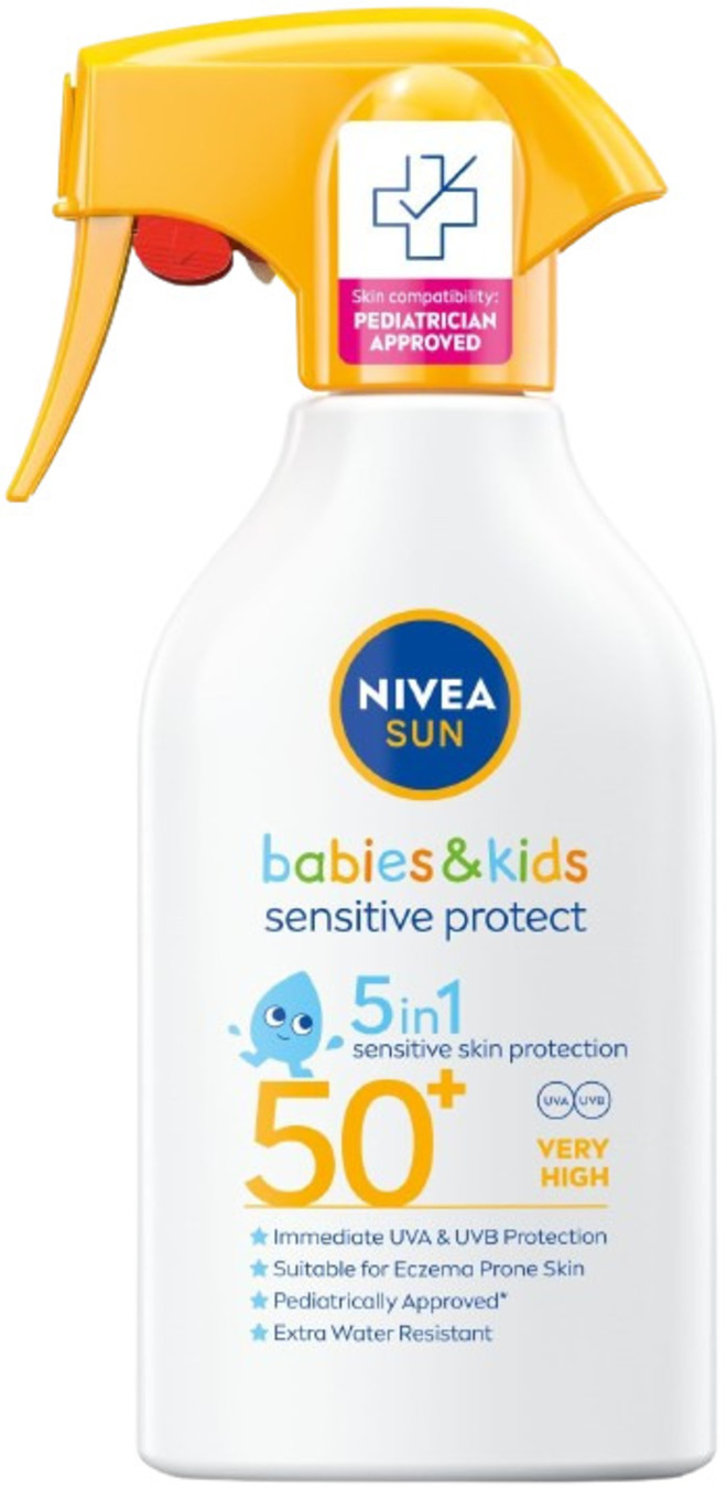 Nivea Sun Spray de protecție solară pentru copii Sensitive Protect, SPF50+, 270 ml