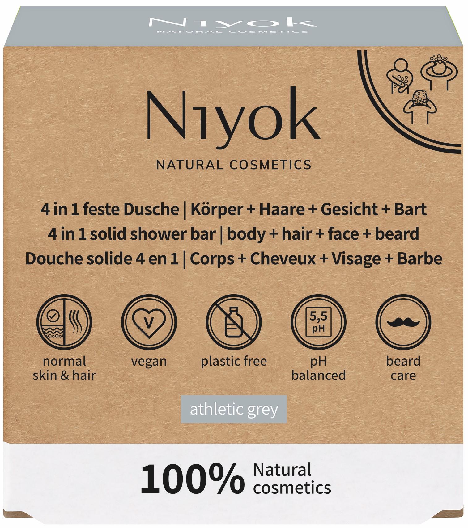 Niyok Săpun 4 în 1 Athletic Grey, 80 g