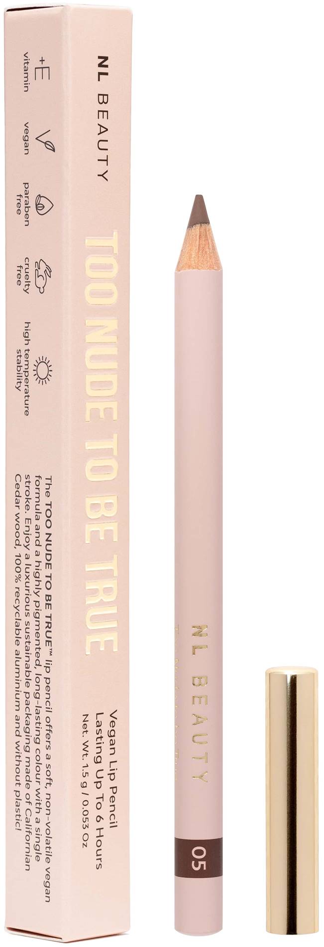 NL Beauty Creion de buze de lungă durată cu vitamine E, 05 The New Nude, 1.5 g