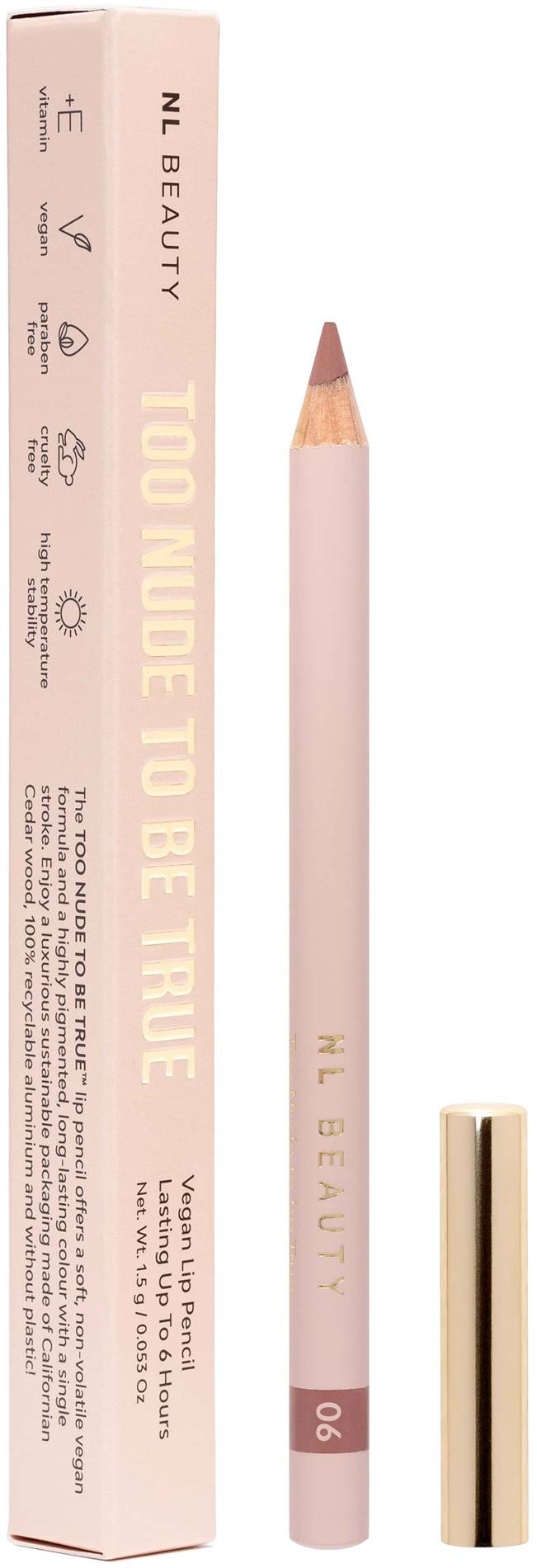 NL Beauty Creion de buze de lungă durată cu vitamine E, 06 Forever Nude, 1.5 g