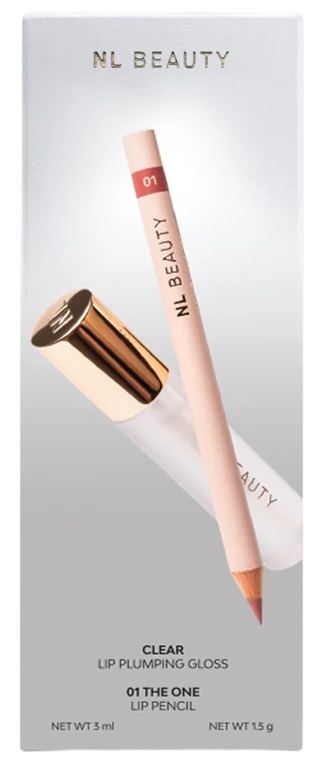 NL Beauty Set - Luciu de buze cu efect de volum și Creion de buze, 01 The One, 3 ml + 1.5 g